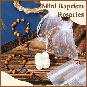 가톨릭 나무 구슬 묵주 팔찌기도 수제 브라질 Nossa Senhora Da Aparecida 침례 선물을위한 십년 십자가 묵주 - Product Image 2