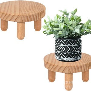 Wooden Plant <b>Stand</b> Round Desktop <b>Pot</b> Tray Handmade Minimalist Decorative Base for Indoor Plants - Product Image 2