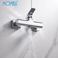 Robinet de salle de bain mural contemporain Momali en laiton, mitigeur de douche à poignée unique avec jets de massage et de pulvérisation