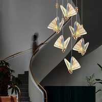 Lustre papillon créatif en acrylique, luminaire suspendu pour plafond, décoration de salon, escalier, luminaire suspendu LED simple
