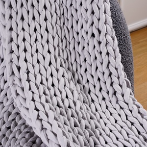 Home Decor Giant Yarn Bohemian <strong>Throw</strong> Hand <strong>Cable</strong> Crochet Chunky <strong>Knitted</strong> Braided Sensory Autism Weighted Blanket for Winter - Product Image 6