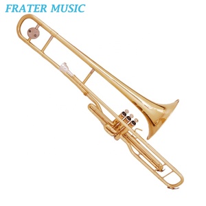 Buena calidad laca oro tono C pistón trombón con latón oro Bell (JTBC-200) - Product Image 1