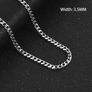 Collier chaîne cubaine en acier inoxydable 3.5/5/6/7/8/9mm pour hommes et femmes, collier ras du cou épais en métal couleur argent, accessoire punk, bijoux - Product Image 2
