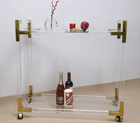 Mobilier d'hôtel Chariot de service en laiton antique en métal verre acrylique Chariot de service en acier inoxydable Chariot de bar de service en métal pour hôtel