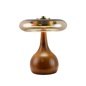 Modern LED Warm White Mini Night <strong>Light</strong> <strong>Table</strong> Lamps with Glass Shade &amp; Simple Wood AC Power for Home &amp; Hotel Decorations - Product Image 6