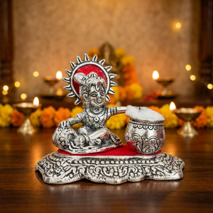 Murti de Krishna de Metal Personalizado, Flauta de Plata de Krishna con Matki para Decoración del Hogar, Bodas y Regalos Festivos - Product Image 5