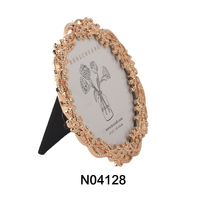 Cadre photo rond élégant en MDF imprimé UV or rose avec bordure florale pour cadeau de mariage, coiffeuse de chambre, ornement d'intérieur