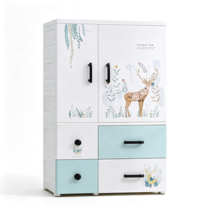 Armoire de rangement pour bébé en plastique 67x38x105cm, armoire de rangement pour enfants avec tiroirs et barre de suspension pour la chambre à coucher - Product Image 3