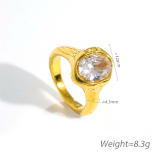 แหวนสแตนเลสสตีลประดับเซอร์โคเนียสองสีเคลือบทอง 18K ดีไซน์ทันสมัย หรูหรา โดดเด่น เหมาะสำหรับใส่ในชีวิตประจำวัน - Product Image 4