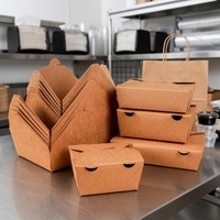 Boîte à emporter en papier kraft biodégradable, pliable, étanche, conteneur alimentaire pour avion, logo imprimé sur mesure