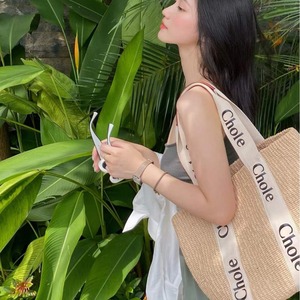 Nueva moda mujer verano playa tejido paja bolsa cremallera cierre vacaciones playa cesta bolsa ganchillo bolsa hecha a mano - Product Image 5