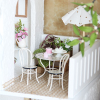 Ensemble de table et chaises vintage en fonte 3 pièces, mini table basse décorative, accessoires de scène miniature DIY pour maison de poupée et maisonnette