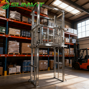 Lift barang pengangkat kargo gudang hidrolik, rel panduan vertikal tetap 500Kg harga rendah - Product Image 1