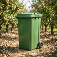 Poubelle à roulettes en plastique vert YTS de 240 L pour extérieur, conteneur à déchets rectangulaire avec couvercle pour ferme, verger, jardin, assainissement