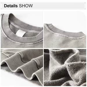 Weirui Custom Logo Heavyweight <b>Vintage</b> Streetwear Crewneck 100%cotton Acid Washed <b>Oversized</b> Unisex Mens Hoodies & <b>Sweatshirts</b> - Product Image 5