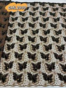 Tissu en dentelle de velours africain de haute qualité en gros, perles de velours africain, broderie, dentelle guipure, tissu en dentelle africain Inmyshop - Product Image 6