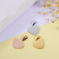 15 mm Acier Inoxydable Coeur Pendentif PVD Plaqué Or Charme Étanche pour Collier Bracelet Fabrication Rose Or Couleur Diamant Perle