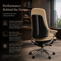 Chaise de bureau exécutive ergonomique en cuir, dossier en fibre de carbone, dossier haut, pivotante, pour poste de travail, hauteur réglable