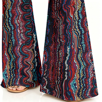 Damen High-Waist Flare Yoga-Hose mit psychedelischem Soundwave-Print, geometrische Schlaghose, Neon-Elektrowellen-Leggings