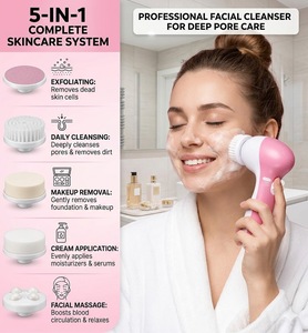 Masseur facial 5 en 1 <span class=keywords><strong>pour</strong></span> le soin de la peau, nettoyeur facial électrique, <span class=keywords><strong>brosse</strong></span> <span class=keywords><strong>nettoyante</strong></span> <span class=keywords><strong>pour</strong></span> le corps, outil de massage, <span class=keywords><strong>brosse</strong></span> <span class=keywords><strong>nettoyante</strong></span> <span class=keywords><strong>pour</strong></span> le <span class=keywords><strong>visage</strong></span> - Product Image 1