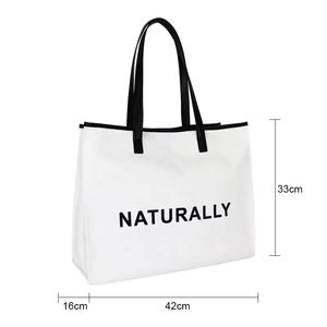 2026 New Popular Color Contrast Striped Handheld <b>Canvas</b> Leather Tote <b>Bag</b> with <b>Large</b> Capacity Single Shoulder shopping <b>Bag</b> - Product Image 2