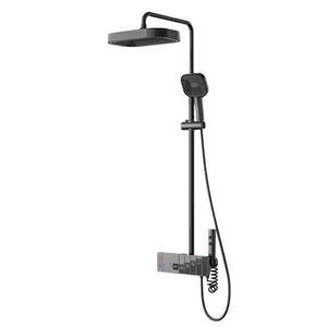 Modern, temperature controllable with Adjustable Spray Patterns and Dual Shower Head - Black Piano Digital Display
