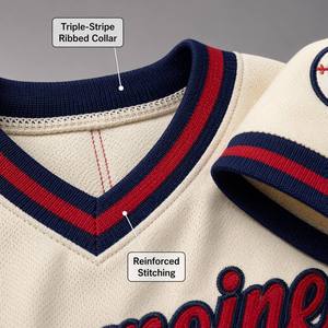 Retro Custom Cream Baseball Jersey Premium Mesh Ademend Knoopsluiting Softbaluniform Aangepaste Naam Nummer Volledige Sublimatie OEM - Product Image 5