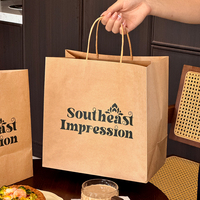 Sacs d'emballage alimentaire en papier kraft biodégradable et recyclable pour restaurants, avec poignées torsadées, logo personnalisé, respectueux de l'environnement