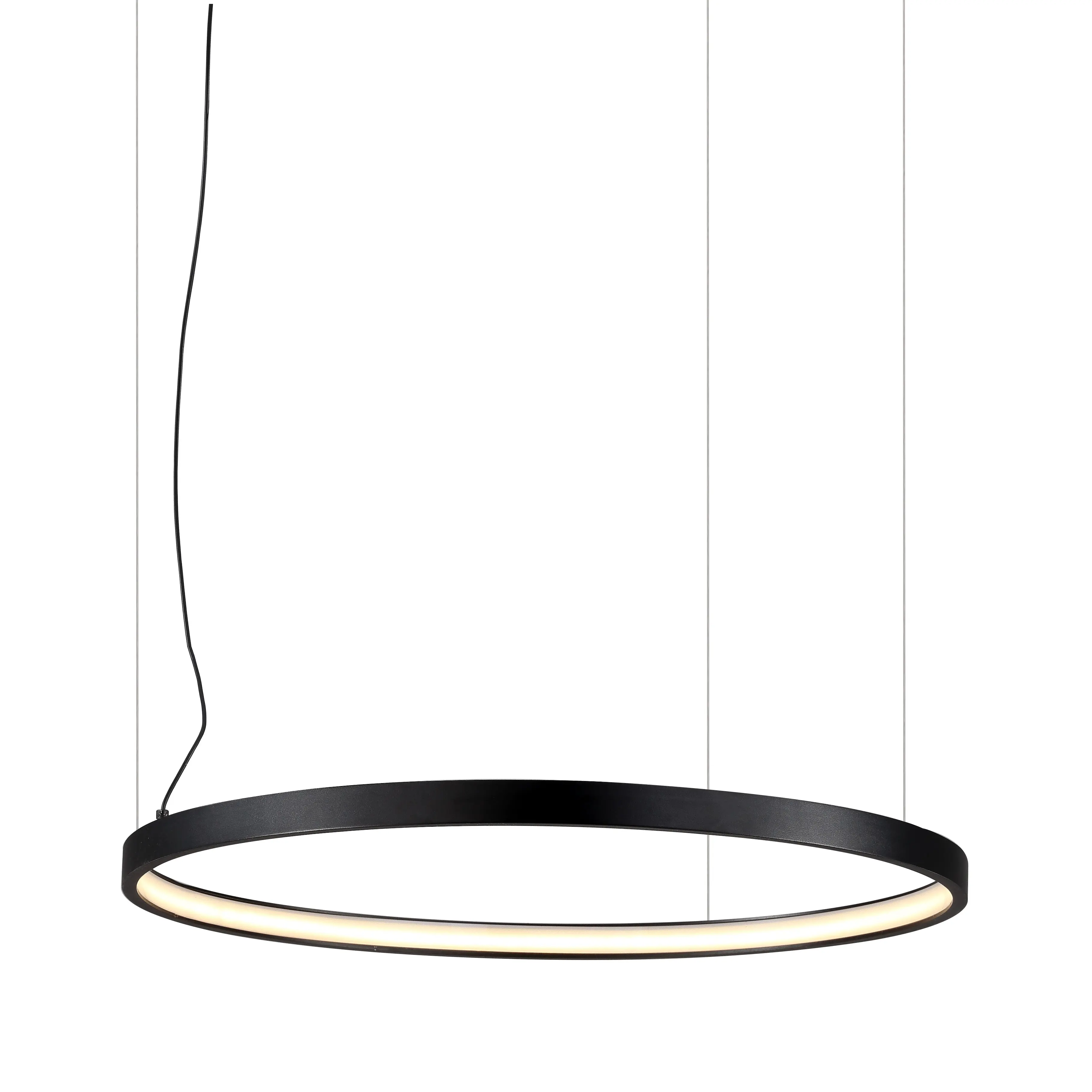 Plafonnier led suspendu en aluminium noir, design artistique moderne, économie d'énergie, grand cercle, lampe suspendue