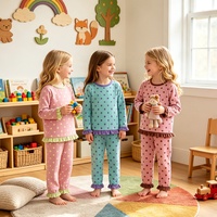 Robe à manches longues à pois pour filles Yunmao, avec volants aux poignets et à l'ourlet, col rond, robe décontractée pour tout-petits, tenue quotidienne pour la maison