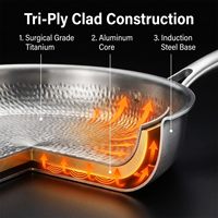 Poêle à induction en titane pour cuisine, poêle à frire en titane non toxique avec couvercle, poêle à frire en titane martelé, sans PFAS/PFOA/PTFE