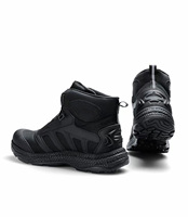 Bottes tactiques noires pour hommes à fermeture rapide avec lacets à bouton-pression, personnalisables en usine, pour l'entraînement et la course