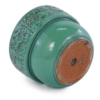 Pot Bunga Keramik Tahan Lama Ramah Lingkungan Berlapis Glaze Turquoise Gaya Amerika, Pot Dekoratif Lebar untuk Taman Dalam & Luar Ruangan, Teras, Rumah