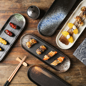 <strong>Ceramic</strong> Japandi-Style <strong>Rectangular</strong> Oval Long Flat Plates for Commercial Sushi Party <strong>Baking</strong> Tableware - Product Image 5