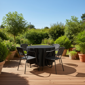 Funda para muebles de exterior de tela Oxford resistente al agua con cierre elástico para mesa redonda pequeña y juego de sillas de 4 plazas - Product Image 2