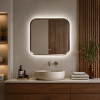 Miroir tactile intelligent moderne pour salle de bain avec cadre en aluminium couleur canon de fusil, éclairage LED et film chauffant anti-buée, idéal pour hôtels et villas