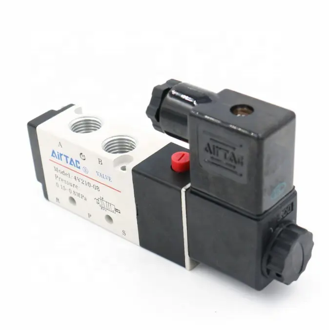 New ORIGINAL AIRTAC 4V200 Series solenoid Valve 4V210-08 5/2 way, 5/3 way, Integrated valve group with base with manual device