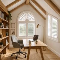 Persianas de Madera de Paulownia para Ventanas Arqueadas, Persianas con Forma de Arco Personalizadas para Decoración de Interiores de Hogar, Dormitorio y Sala de Estar