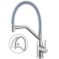 Robinet de cuisine rotatif chaud-froid à aspiration magnétique russe, en alliage de cuivre électroplaqué, avec cartouche céramique, monotrou, en silicone