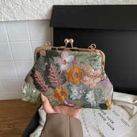 Sac de soirée brodé floral style décontracté, best-seller, avec chaînes à sequins, pochette bandoulière pour femme, idéal pour banquets et soirées habillées