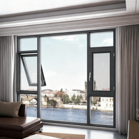 Fenêtre à battant moderne en aluminium, coupe-vent, à rupture de pont thermique, verre Low-E, style ouverture battante, cadre en alliage d'aluminium durable, insonorisée