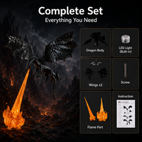 Lampe LED Dragon Souffleur de Feu Imprimée en 3D, Décoration de Bureau Fantaisie, Figurine de Collection, Cadeau