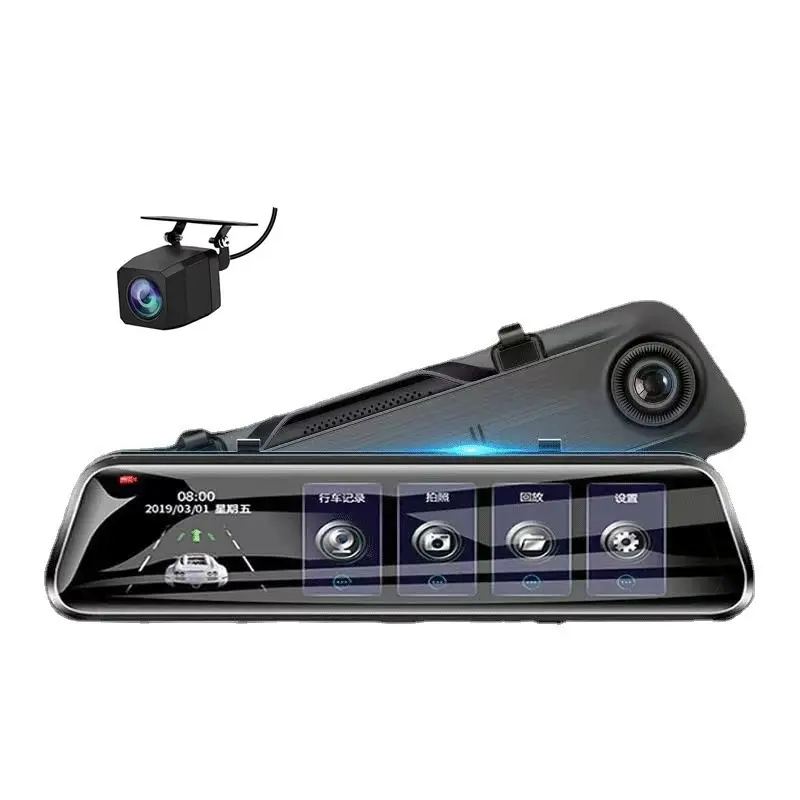 자동차 WIFI Dvr 백미러 비디오 레코더 대시 캠 12 인치 터치 스크린 1080P 블랙 박스 듀얼 카메라 비전
