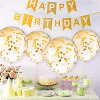 Ballon gonflable décoratif transparent de 12 pouces à l'hélium pour mariage et anniversaire Ensemble de ballons confettis rouge bleu jaune avec confettis