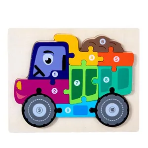 Rompecabezas educativo de madera para niños pequeños, puzzle de tráfico, rompecabezas 3d de madera