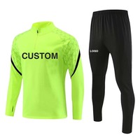 Setelan olahraga sepak bola ritsleting 1/4 kustom setelan olahraga tim 2 buah Pria 100% poliester pakaian olahraga latihan sepak bola
