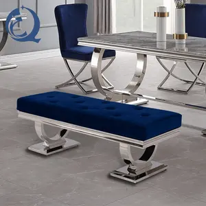 leisure bench ottoman metal base with pu or fabric for dining room furniture