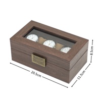 Boîte de rangement vintage pour 3 montres avec couvercle en verre, en cuir PU grain de bois, étui de rangement triple pour montres, logo personnalisé
