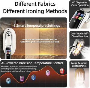 Plancha de Vapor Portátil para Ropa con Pantalla LCD, Seis Velocidades, 1300W, Tanque de Agua de 160ml, para Hogar y Hotel - Product Image 4