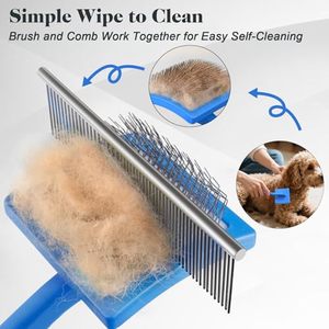 Peigne professionnel de démêlage pour chien Brosse à râteau à épingles extra longues pour griffonnages dorés, caniches, outil de toilettage anti-enchevêtrement pour manteaux épais - Product Image 2